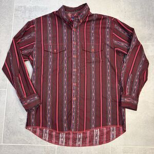 Wrangler Men’s Large (16.5/34) Red Aztec Native Tribal X Long Tail Western Shirt